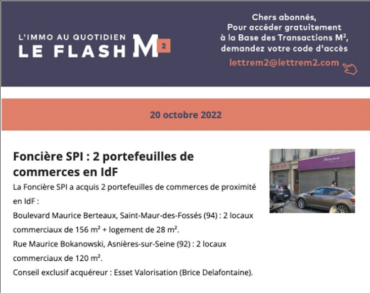 Communiqué de Presse Flash M2 Portefeuille Saint Maur et Asnières