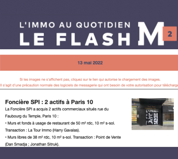 Communiqué de Presse Flash M2 - Acquisition deux commerces Paris rue du Faubourg du Temple